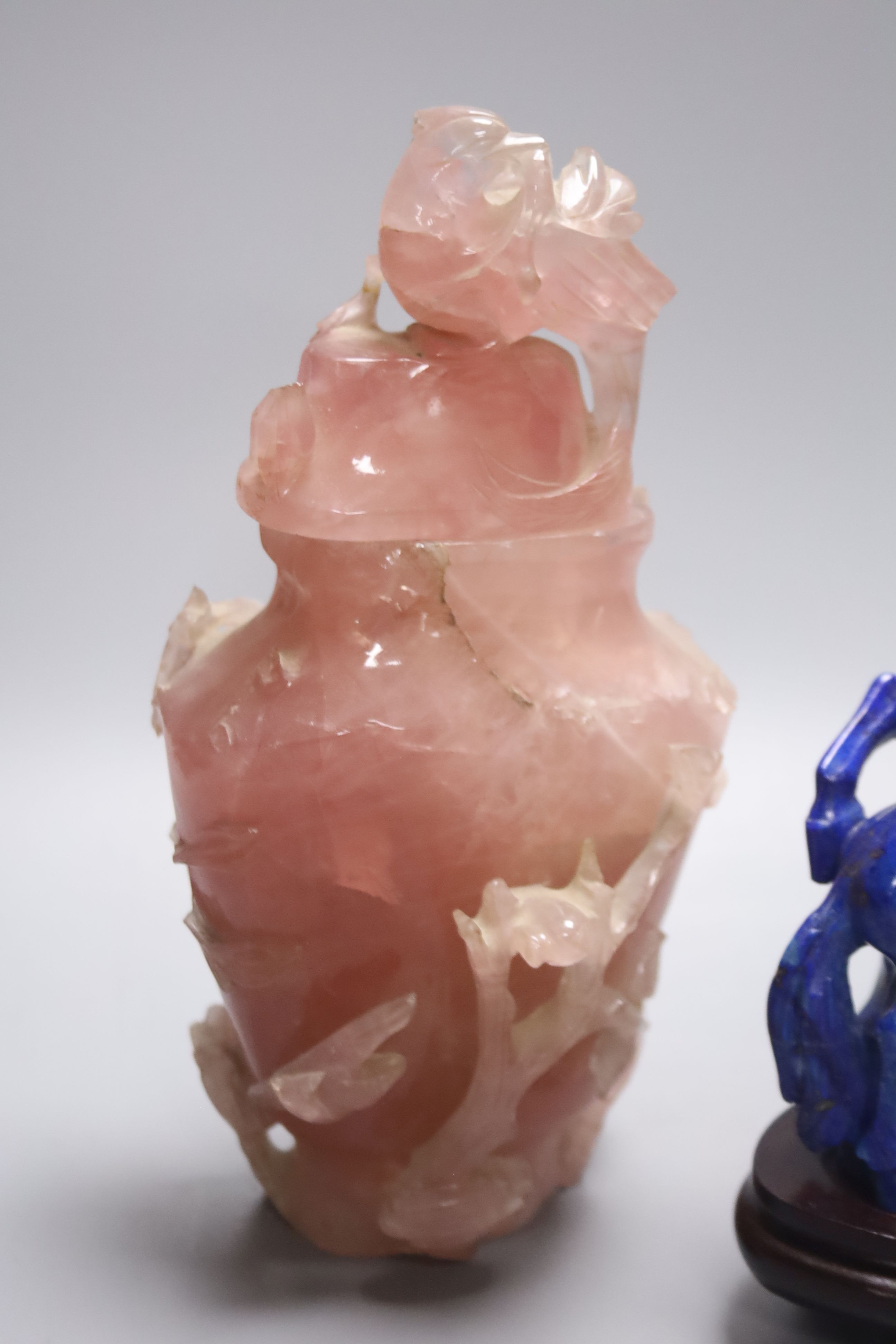 Five Chinese hardstone carvings, tallest 23.5cm